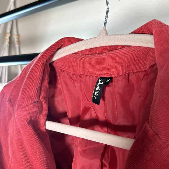 Rust Red Corduroy Blazer with Front Button and Buttons on Sleeve | Ambition SZ M - Picture 5 of 7